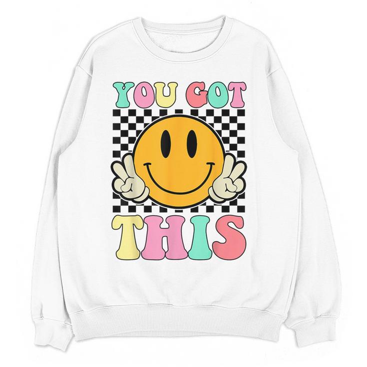 You Got This Retro Smile Motivational Testing Day Teacher Women Crewneck Sweatshirt, novelty gifts, funny gifts