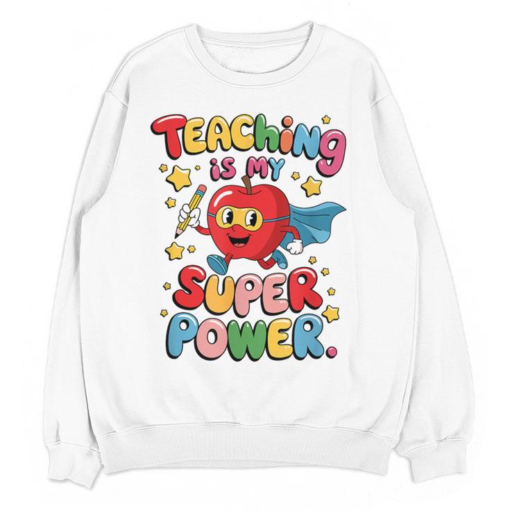 Retro Teaching Is My Superpower Apple Teacher Appreciation Women Crewneck Sweatshirt, novelty gifts, funny gifts Retro Teaching Is My Superpower Apple Teacher Appreciation Women Crewneck Sweatshirt, novelty gifts, funny gifts