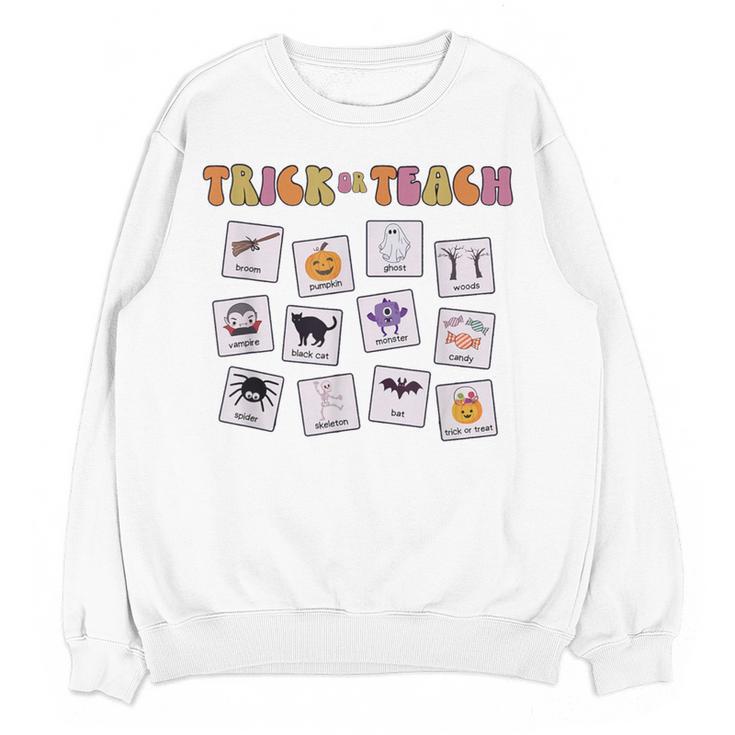 Retro Trick Or Treat Halloween Special Education Teacher Women Crewneck Sweatshirt, novelty gifts, funny gifts Retro Trick Or Treat Halloween Special Education Teacher Women Crewneck Sweatshirt, novelty gifts, funny gifts