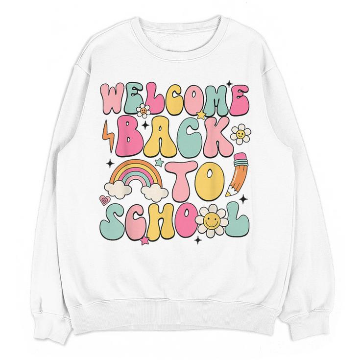 Retro Welcome Back To School Teacher Appreciation Boys Girls Women Crewneck Sweatshirt, novelty gifts, funny gifts Retro Welcome Back To School Teacher Appreciation Boys Girls Women Crewneck Sweatshirt, novelty gifts, funny gifts
