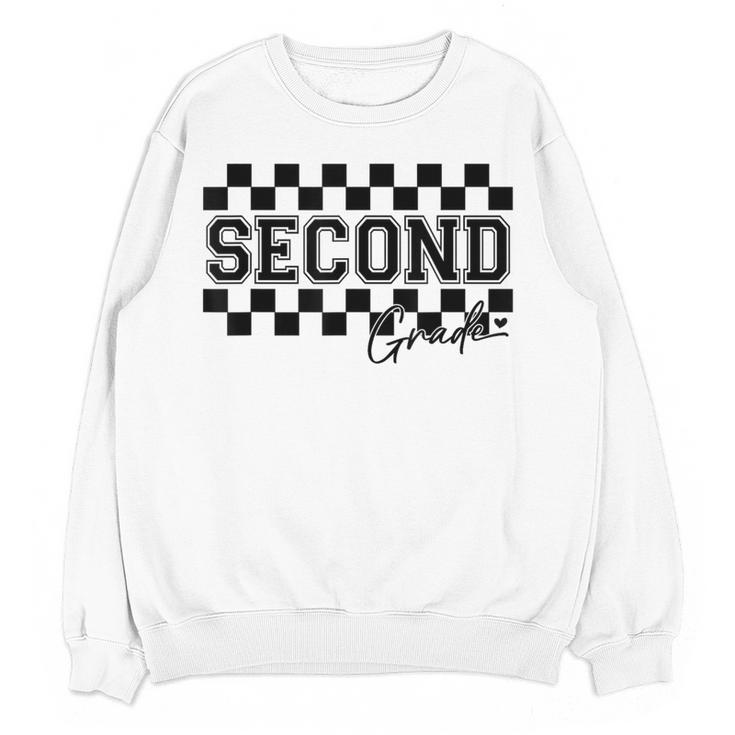 Second Grade Checkered Teacher 1st Day Back To School Women Women Crewneck Sweatshirt, novelty gifts, funny gifts Second Grade Checkered Teacher 1st Day Back To School Women Women Crewneck Sweatshirt, novelty gifts, funny gifts