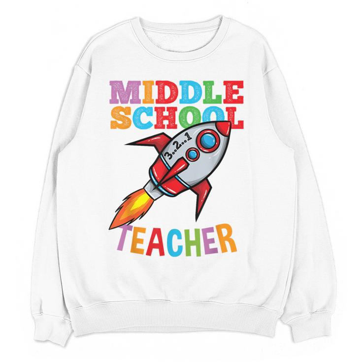 Space Middle School Teacher Back To School Men Women Kids Women Crewneck Sweatshirt, novelty gifts, funny gifts Space Middle School Teacher Back To School Men Women Kids Women Crewneck Sweatshirt, novelty gifts, funny gifts