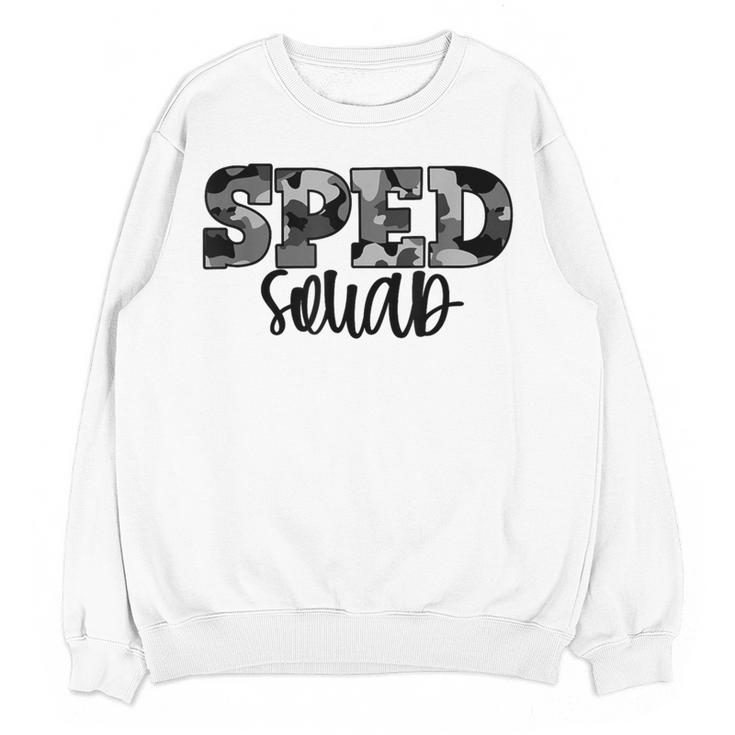 Special Education Squad Camo SPED Teacher Women Crewneck Sweatshirt, novelty gifts, funny gifts