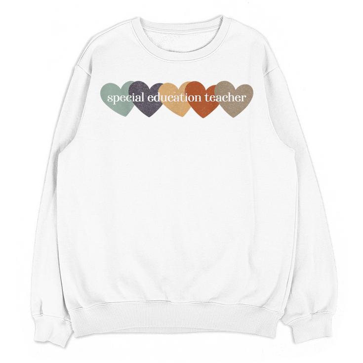 Special Education Teacher Heart Back To School Teach Rainbow Men Women Girls Kids Women Crewneck Sweatshirt, novelty gifts, funny gifts