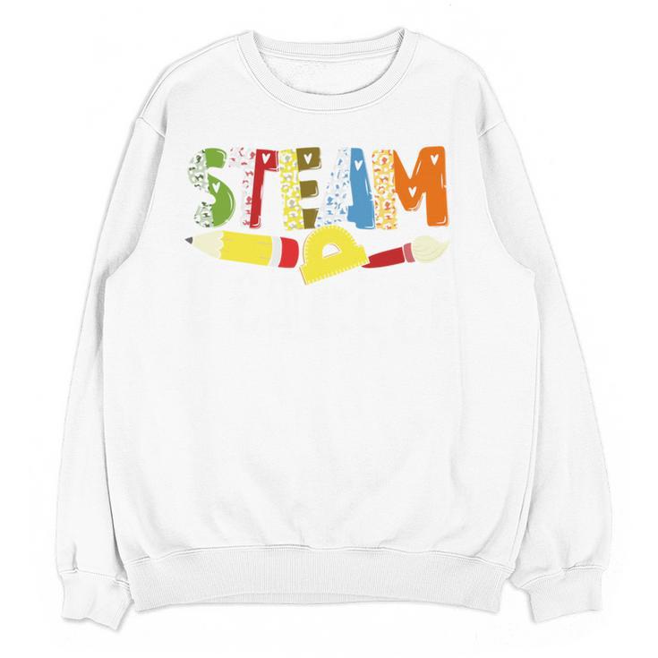 Steam Teacher Science Tech Engineering Arts Maker Women Crewneck Sweatshirt, novelty gifts, funny gifts