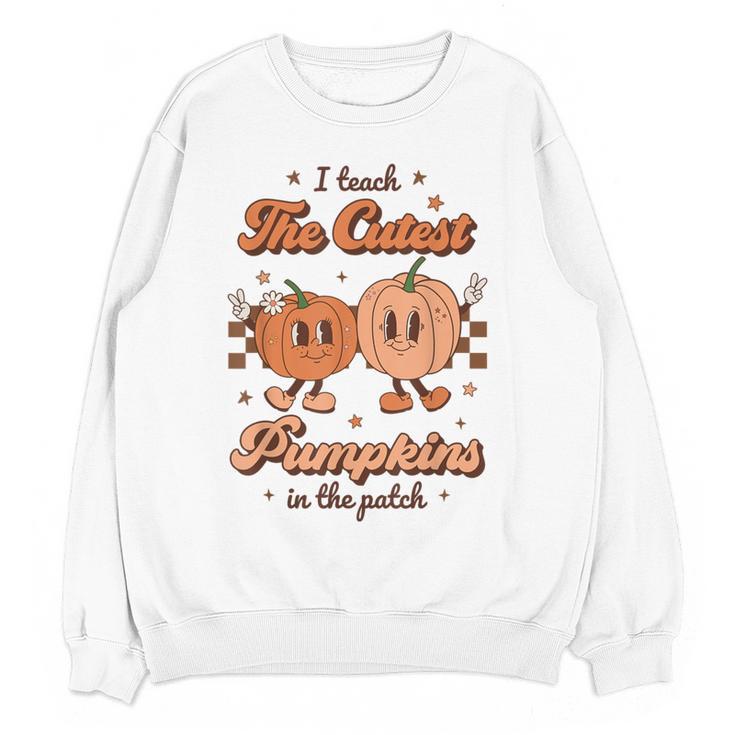 I Teach The Cutest Pumpkins In The Patch Retro Teacher Fall Women Crewneck Sweatshirt, novelty gifts, funny gifts I Teach The Cutest Pumpkins In The Patch Retro Teacher Fall Women Crewneck Sweatshirt, novelty gifts, funny gifts