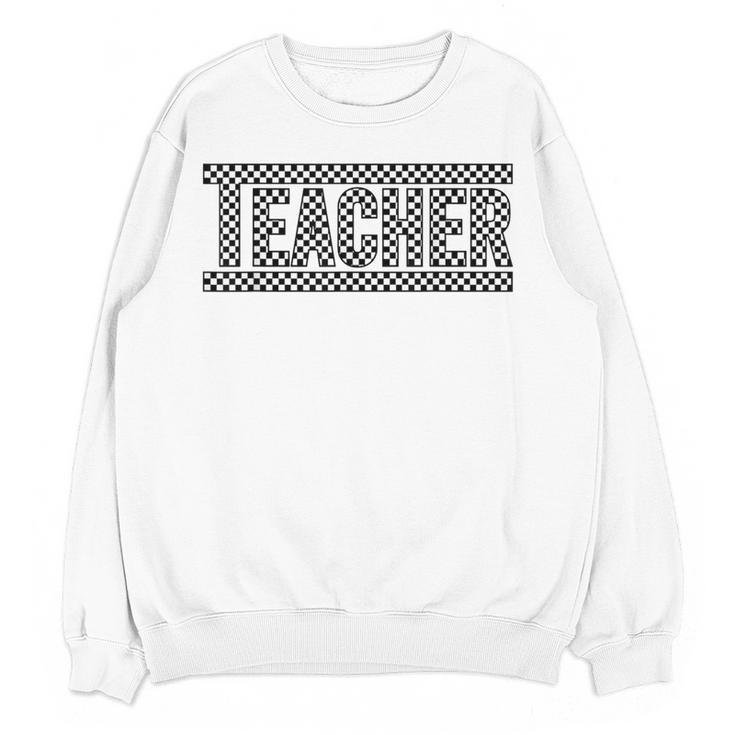 Teacher Checkered Racing Teacher Appreciation Men Women Women Crewneck Sweatshirt, novelty gifts, funny gifts