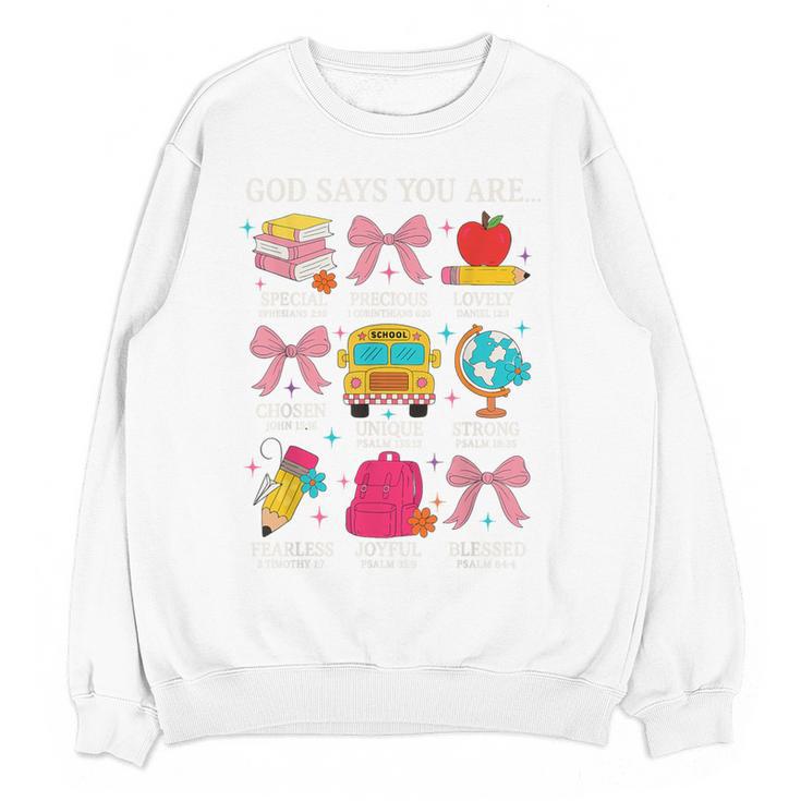 Teacher Christian God Says I Am Faith Religious Bible Verse Women Crewneck Sweatshirt, novelty gifts, funny gifts Teacher Christian God Says I Am Faith Religious Bible Verse Women Crewneck Sweatshirt, novelty gifts, funny gifts