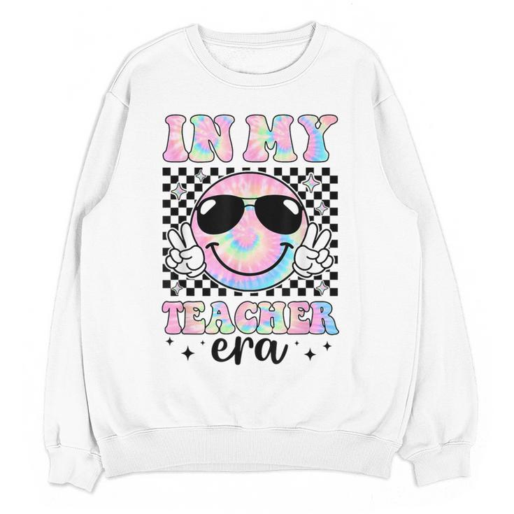 In My Teacher Era Groovy Tie Dye Back To School Cute Teacher Women Crewneck Sweatshirt, novelty gifts, funny gifts In My Teacher Era Groovy Tie Dye Back To School Cute Teacher Women Crewneck Sweatshirt, novelty gifts, funny gifts