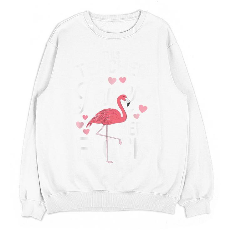 This Teacher Loves Her Flock Flamingo Teacher Class Women Crewneck Sweatshirt, novelty gifts, funny gifts