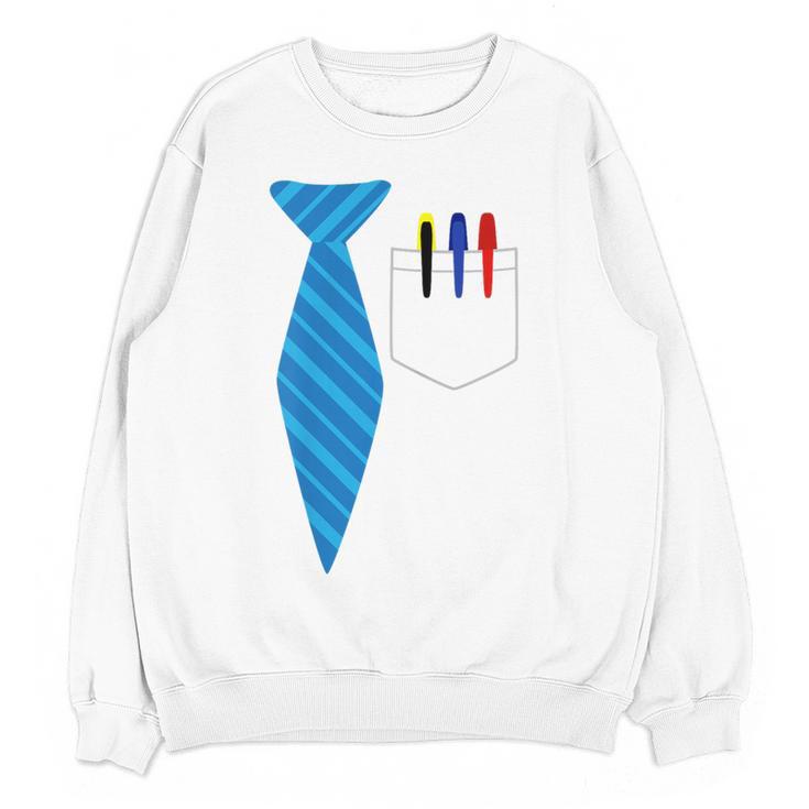 Teacher Tie & Pocket Protector Costume School Women Crewneck Sweatshirt, novelty gifts, funny gifts
