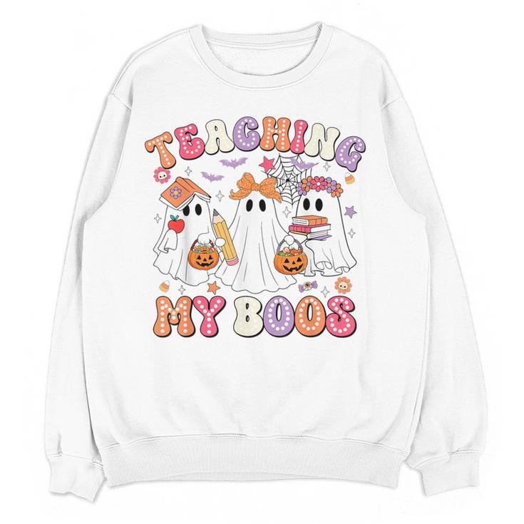Teaching My Boos Cute Spooky Ghost Teacher Halloween Women Women Crewneck Sweatshirt, novelty gifts, funny gifts Teaching My Boos Cute Spooky Ghost Teacher Halloween Women Women Crewneck Sweatshirt, novelty gifts, funny gifts