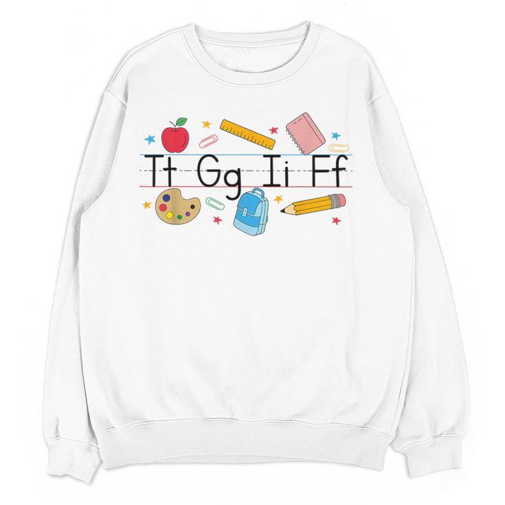 TGIF Teacher Alphabet Kindergarten Teacher Appreciation Women Crewneck Sweatshirt, novelty gifts, funny gifts TGIF Teacher Alphabet Kindergarten Teacher Appreciation Women Crewneck Sweatshirt, novelty gifts, funny gifts