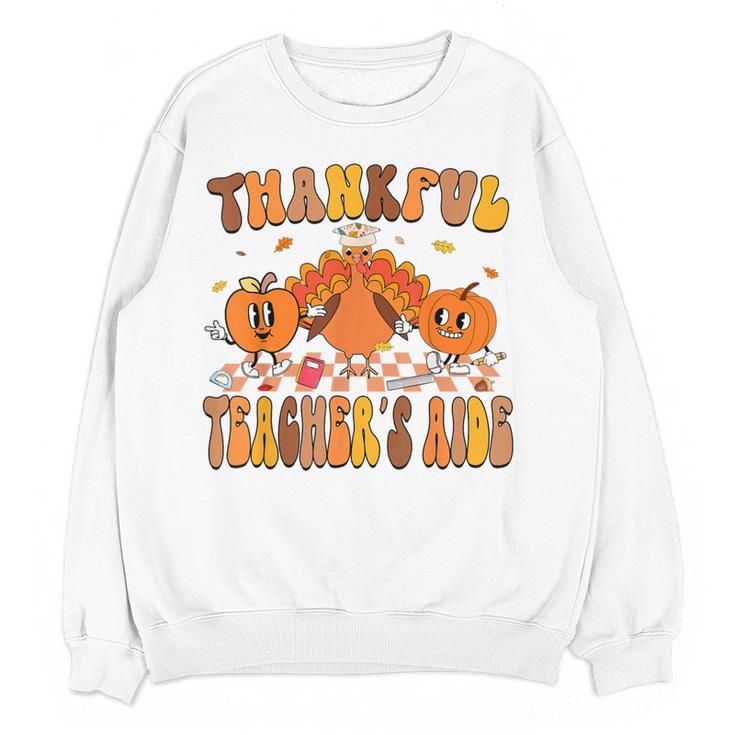 Thankful Teacher's Aide Thanksgiving Autumn Fall Women Men Women Crewneck Sweatshirt, novelty gifts, funny gifts