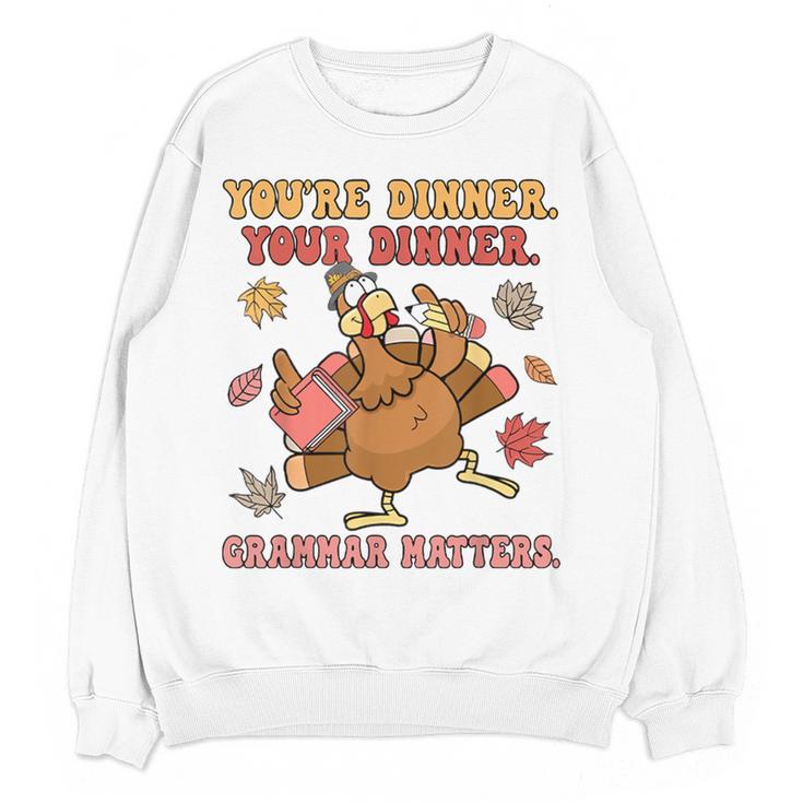 Thanksgiving Grammar Thankful English Teacher Fall Turkey Women Crewneck Sweatshirt, novelty gifts, funny gifts Thanksgiving Grammar Thankful English Teacher Fall Turkey Women Crewneck Sweatshirt, novelty gifts, funny gifts