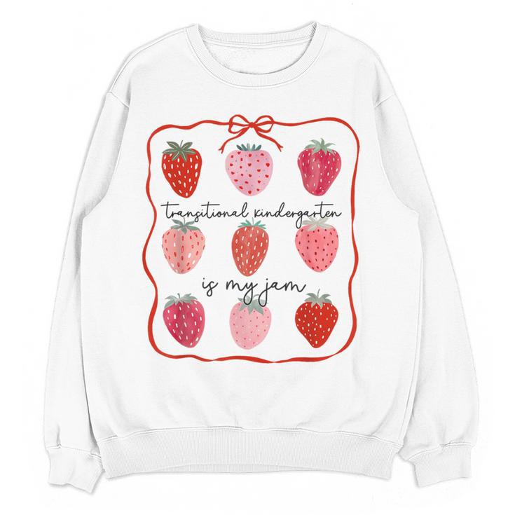 Transitional Kindergarten Is My Jam Strawberry TK Teacher Women Crewneck Sweatshirt, novelty gifts, funny gifts Transitional Kindergarten Is My Jam Strawberry TK Teacher Women Crewneck Sweatshirt, novelty gifts, funny gifts