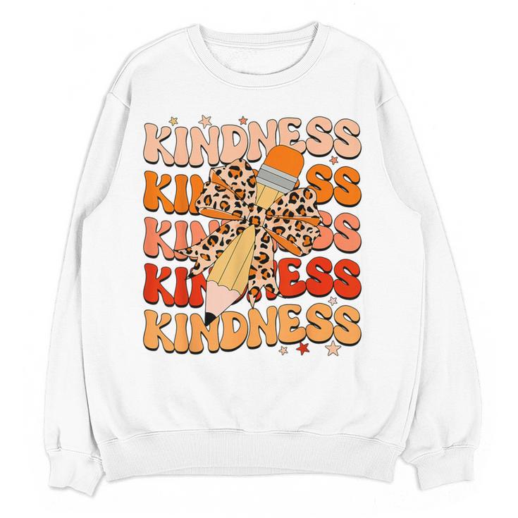 Unity Day Orange Kindness Teacher Bow Anti Bullying Be Kind Women Crewneck Sweatshirt, novelty gifts, funny gifts