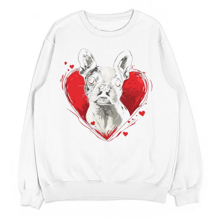 Valentine's Day Boston Terrier Dog Women Crewneck Sweatshirt, novelty gifts, funny gifts