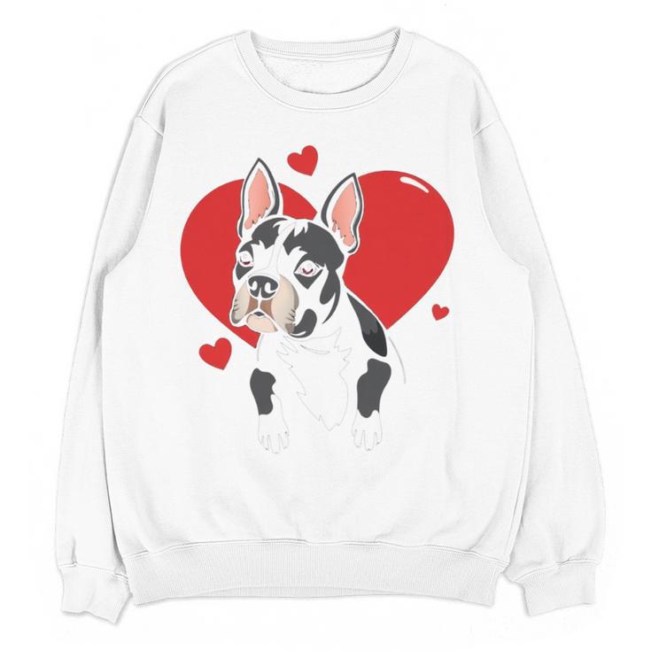 Valentine's Day Boston Terrier Heart Women Crewneck Sweatshirt, novelty gifts, funny gifts