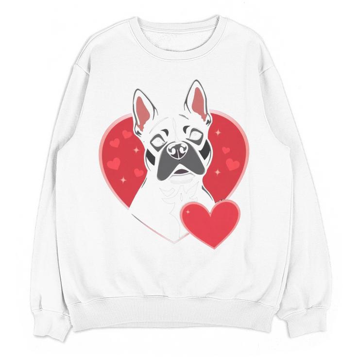 Valentine's Day Boston Terrier Women Crewneck Sweatshirt, novelty gifts, funny gifts