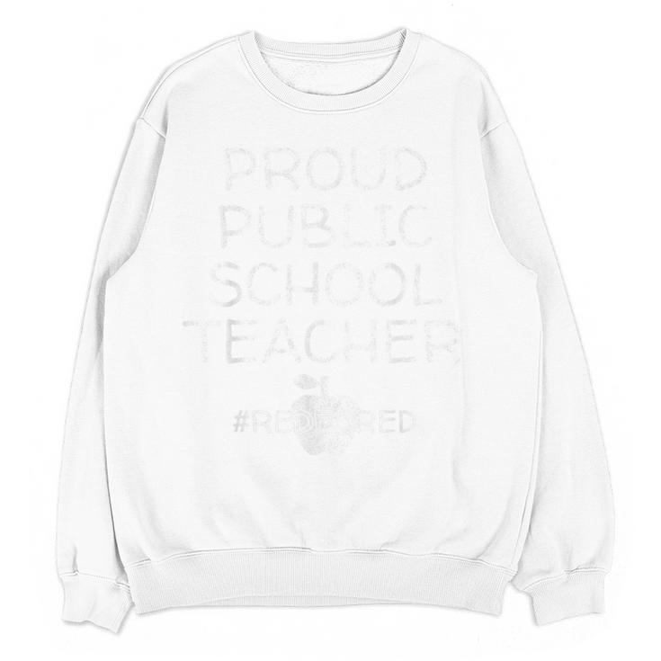 Vintage Proud Public School Teacher Red For Ed T-Shirt Women Crewneck Sweatshirt, novelty gifts, funny gifts