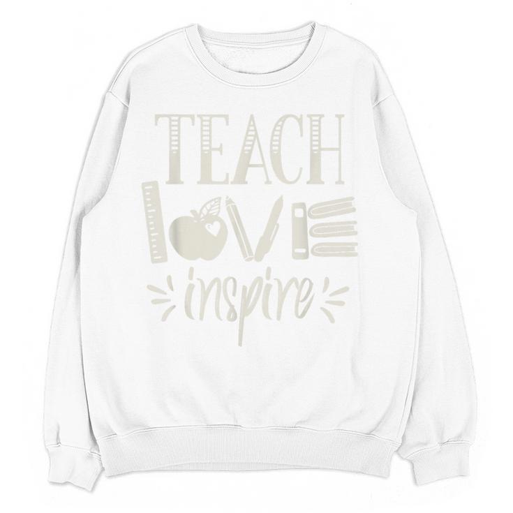 Vintage Teach Love Inspire Red For Ed Teacher Supporter Men Women Girls Kids Women Crewneck Sweatshirt, novelty gifts, funny gifts