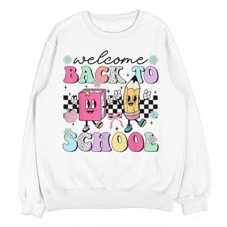 Welcome Back To School 2024 Teachers Students First Day Women Crewneck Sweatshirt, novelty gifts, funny gifts Welcome Back To School 2024 Teachers Students First Day Women Crewneck Sweatshirt, novelty gifts, funny gifts