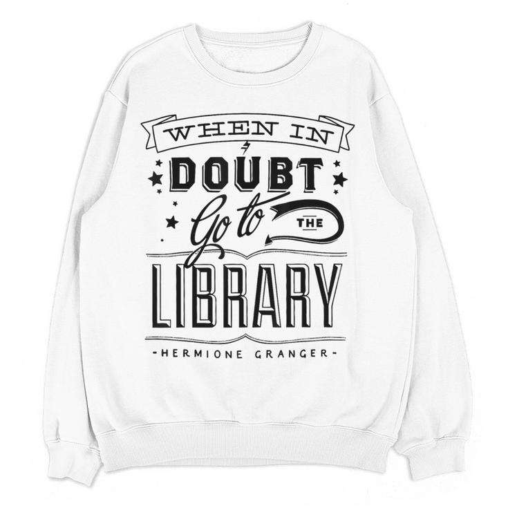When In Doubt Go To The Library Teacher Vintage Book Lovers Women Crewneck Sweatshirt, novelty gifts, funny gifts When In Doubt Go To The Library Teacher Vintage Book Lovers Women Crewneck Sweatshirt, novelty gifts, funny gifts