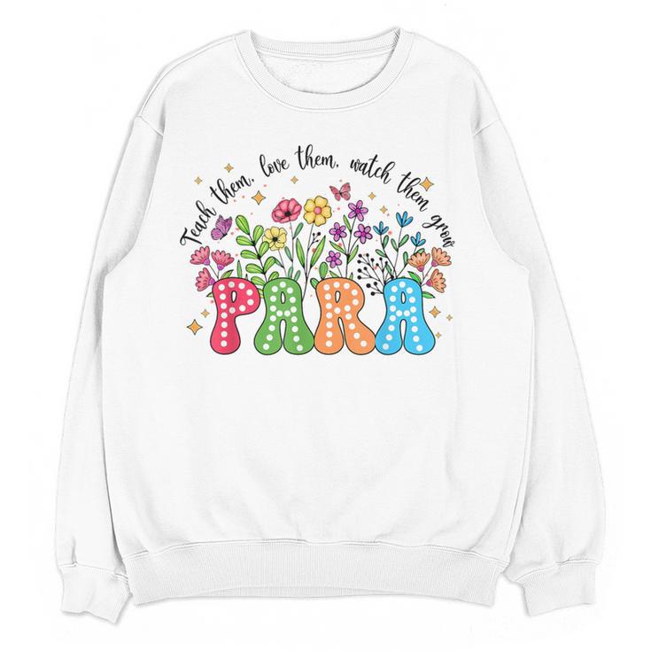 Wildflower Para Floral Paraprofessional Paraeducator Teacher Women Crewneck Sweatshirt, novelty gifts, funny gifts
