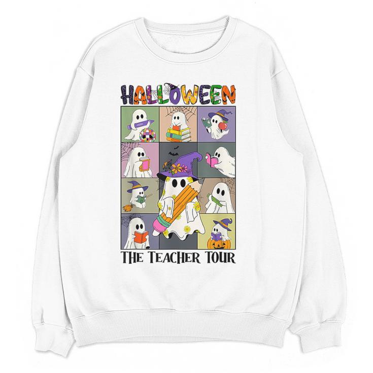 Women Halloween The Teacher Tour Ghosts Pencil Pumpkins Women Crewneck Sweatshirt, novelty gifts, funny gifts