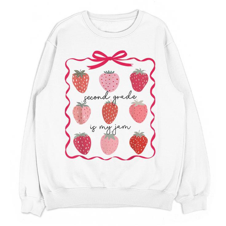 Women Second Grade Is My Jam Strawberry First Kids Teacher Women Crewneck Sweatshirt, novelty gifts, funny gifts Women Second Grade Is My Jam Strawberry First Kids Teacher Women Crewneck Sweatshirt, novelty gifts, funny gifts