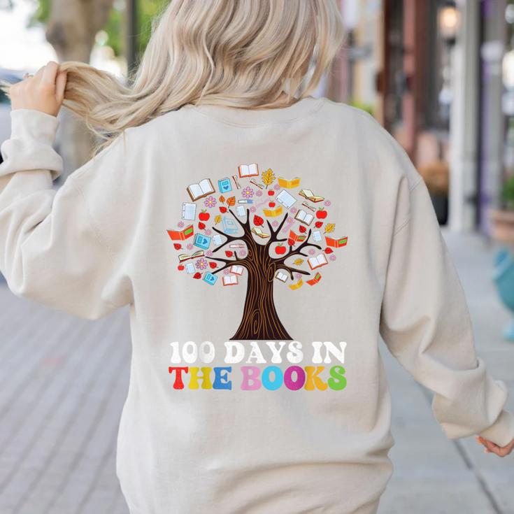 100 Days In The Books Reading Teacher 100th Day Of School Women's Sweatshirt Back Print