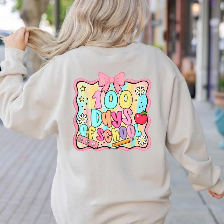 100 Days Of School Preppy 100th Day Of School Teacher Kids Women's Sweatshirt Back Print