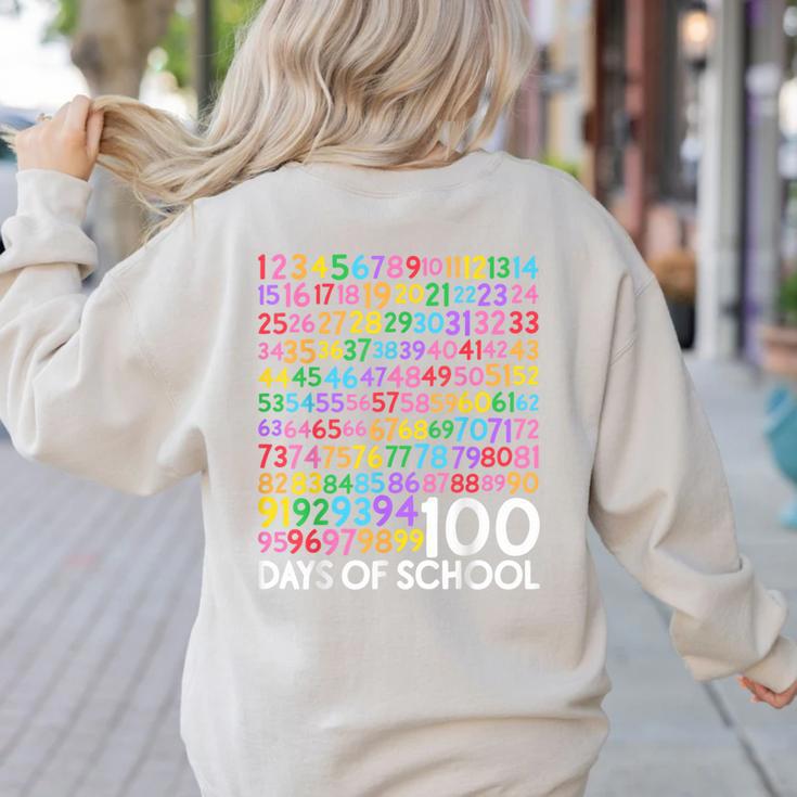 100th Day Of School Teacher Kids 100 Days Math Numbers Women's Sweatshirt Back Print