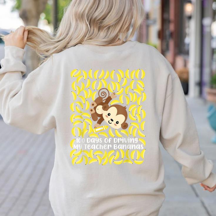 100th Day Of School Teacher Monkey Pun Banana For Men Women Girls Kids Women's Sweatshirt Back Print