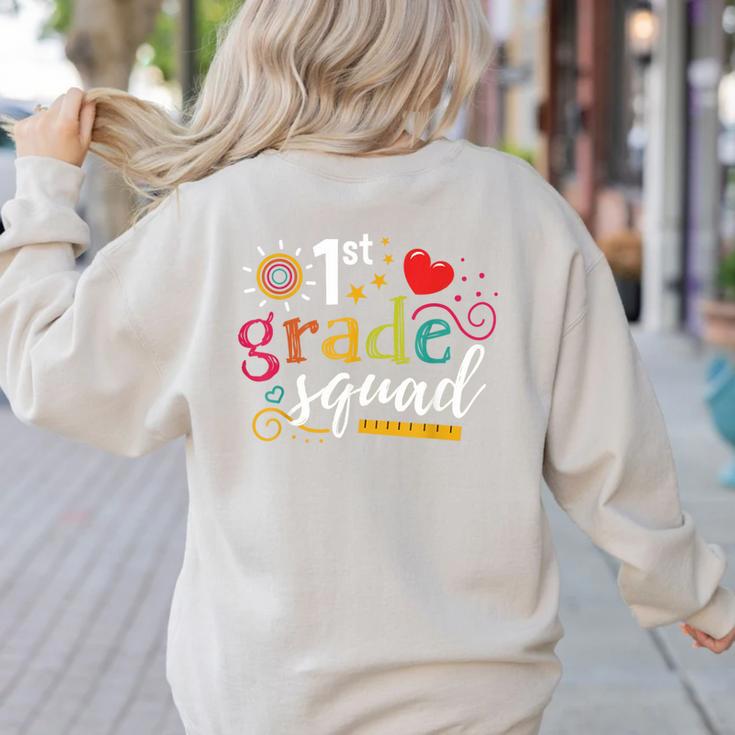 1st First Grade Squad Student Teacher Back To School Women's Sweatshirt Back Print
