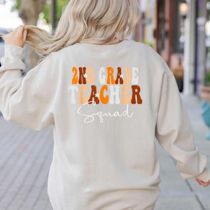 2nd Grade Teacher Squad Cute Women Groovy Fall Autumn Lovers Women's Sweatshirt Back Print