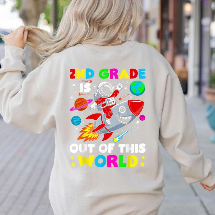 2nd Grade Is Out Of This World Space Rocket Planets Teacher Women's Sweatshirt Back Print