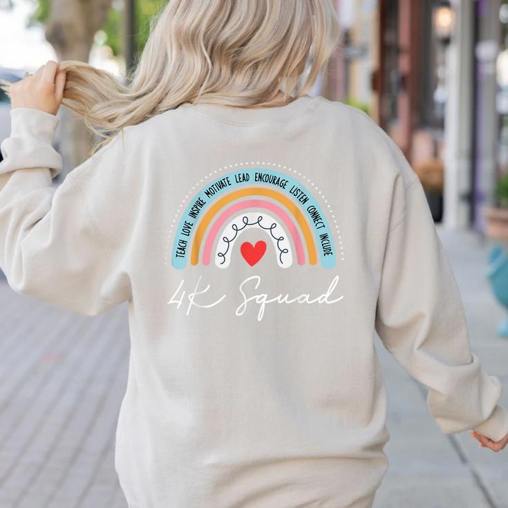 4K Squad Crew Team Teacher Kindergarten Kinder Elementary Women's Sweatshirt Back Print