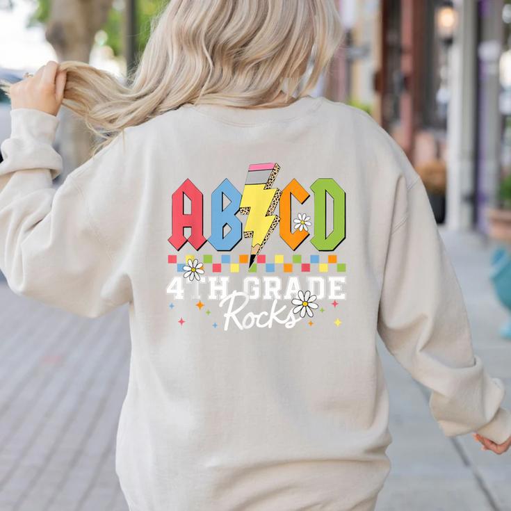 4th Grade Rocks ABCD Back To School Rock Teachers Women's Sweatshirt Back Print