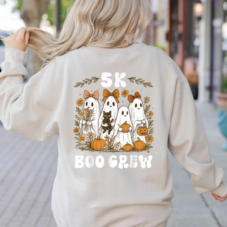 5K Boo Crew Halloween Teacher K5 Floral Ghost Trick Or Teach Women's Sweatshirt Back Print