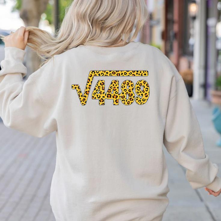 6 7 Leopard Pattern Meme Square Root 4489 Slang Math Teacher Women's Sweatshirt Back Print