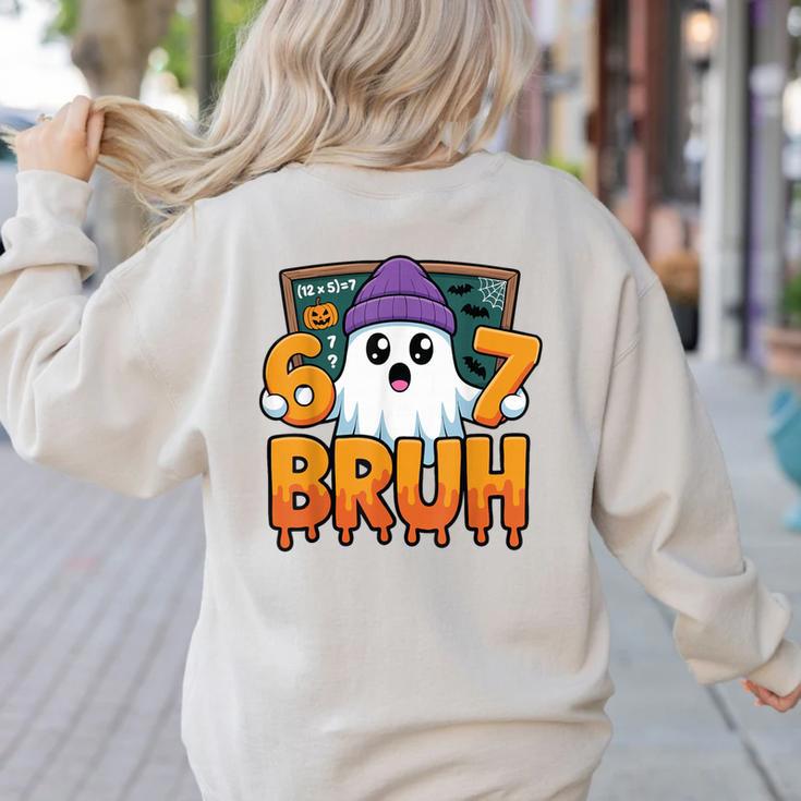67 Teacher Ghost Six Seven Meme Math Equation Bruh Halloween Women's Sweatshirt Back Print