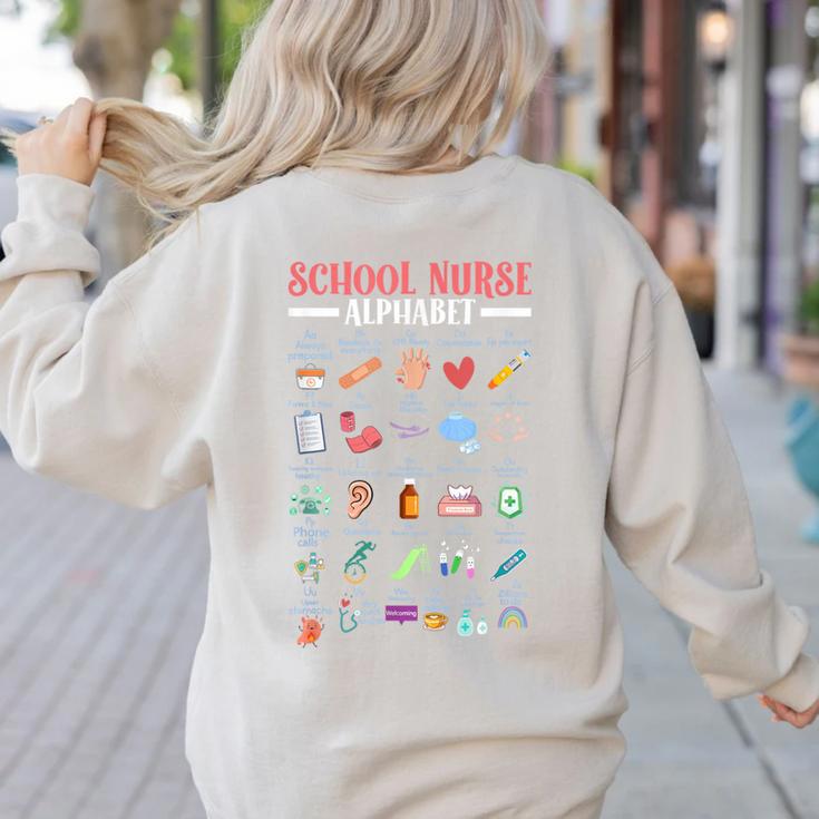 ABC School Nurse Alphabet Student Teacher Health Worker Women's Sweatshirt Back Print