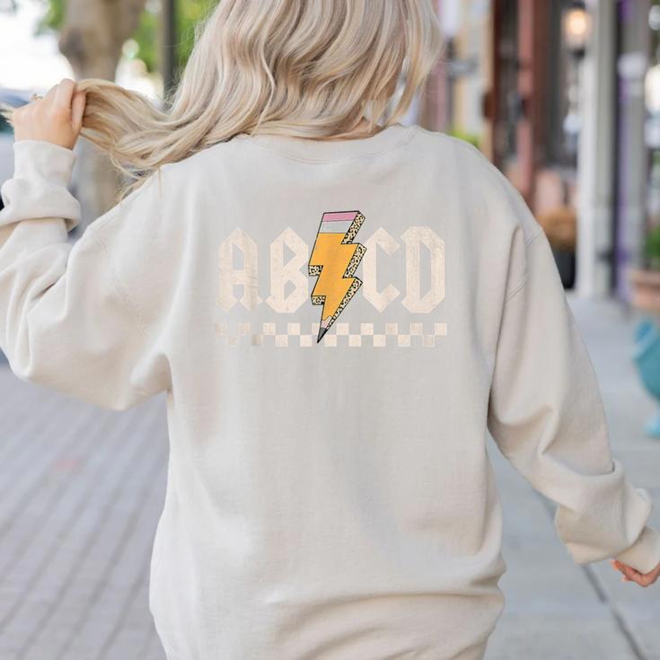 ABCD Back In Class First Day Back To School Teacher Student Women's Sweatshirt Back Print