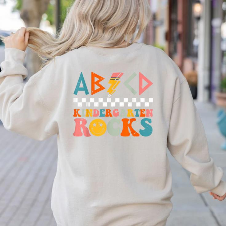 ABCD Kindergarten Rocks Back To School Teacher Kindergarten Women's Sweatshirt Back Print