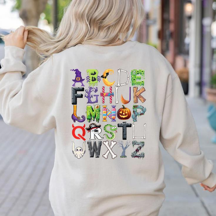 ABCs Alphabet Halloween Learning Kindergarten Teachers Women's Sweatshirt Back Print