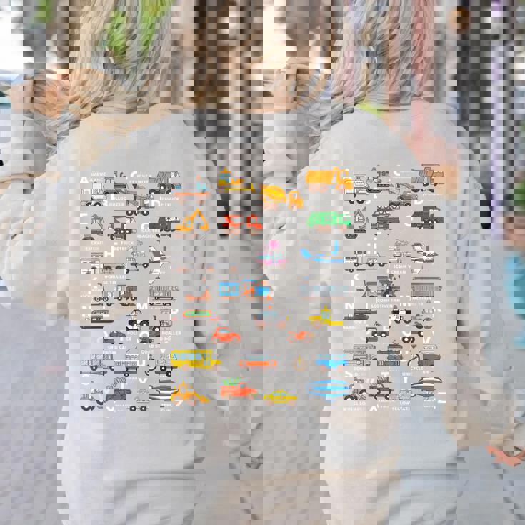 Alphabet Vehicles ABCs Learning Teachers Kids Boys Girls Women&#x27;s Sweatshirt Back Print