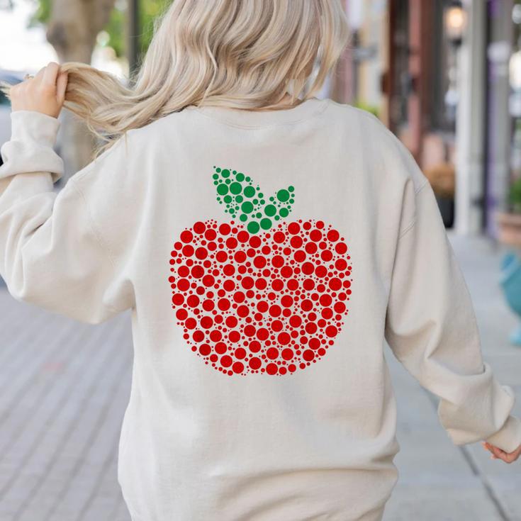 Apple Dot Pattern Art Teacher Appreciation Men Women Humor Women's Sweatshirt Back Print