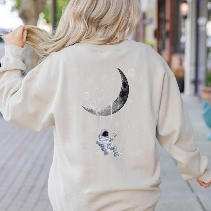 Astronaut Purple Moon Swing NASA Space Science Teacher Women's Sweatshirt Back Print